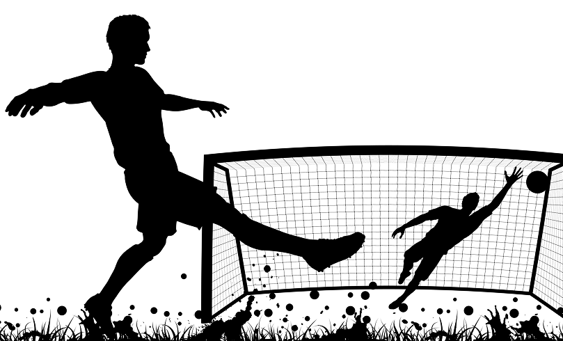 Dynamic football player silhouette in motion, symbolizing speed, skill, teamwork, and sporting excellence.